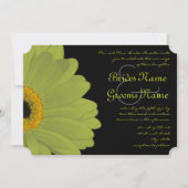 ライム&明るい赤紫色ガーベラデイジー結婚式招待状 招待状 (正面)