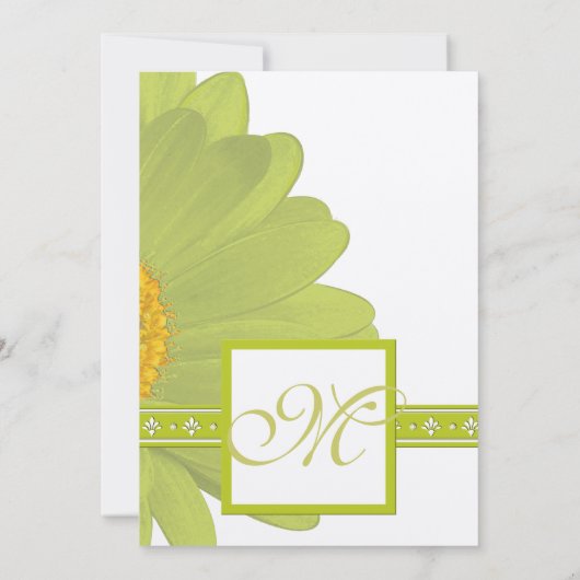 ライム&明るい赤紫色ガーベラデイジー結婚式招待状 招待状 (裏面)