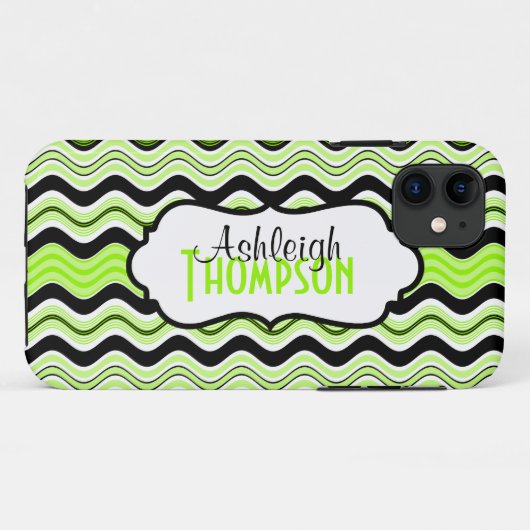 ライム、黒、白い波状のストライプiPhone 5ケース Case-Mate iPhoneケース (裏面(横))