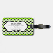 ライム、黒、白の波状のストライプ荷物札 ラゲッジタグ (裏面横)