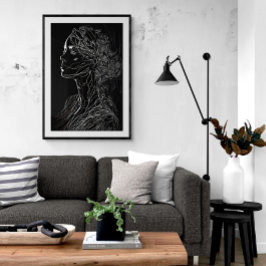 ライモダンンアートウーマンポートレートアイアート ポスター