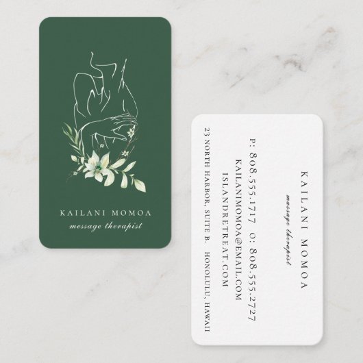 ライモダンンアートフェミニンフローラ緑 名刺 (正面/裏面)