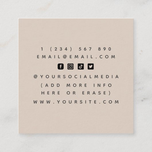 ライモダンンアート顔ヨガポートレートソーシャルメディア スクエア名刺 (裏面)