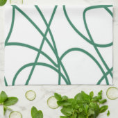 ライモダンンアート：白の緑 キッチンタオル (折り畳み)