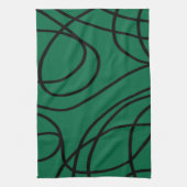 ライモダンンアート（緑と黒） キッチンタオル (縦)