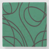 ライモダンンアート（緑と黒） ストーンコースター (正面)