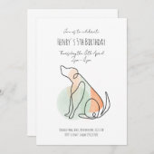 ライモダンンスケッチ犬の誕生日の招待 招待状 (正面/裏面)