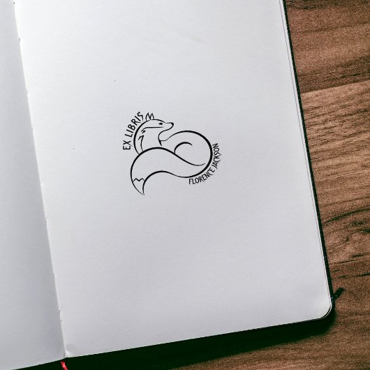 ライモダンン美術キツネ図書室Ex Libris Book ラバースタンプ