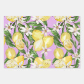 ライラの夏のレモンの花のパターン ラッピングペーパーシート (正面3)