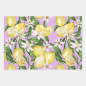 ライラの夏のレモンの花のパターン ラッピングペーパーシート (正面)