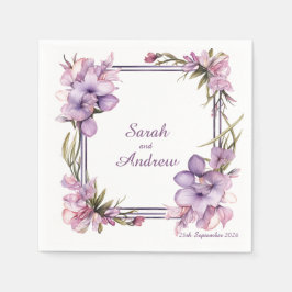ライラの花のフレーミングパーソナライズされた結婚：のナプキン スタンダードカクテルナプキン