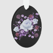 ライラの花、黒い背景 オーナメント (正面)