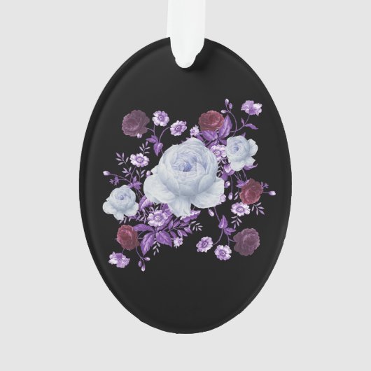 ライラの花、黒い背景 オーナメント (裏面)