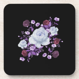 ライラの花、黒い背景 コースター