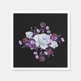 ライラの花、黒い背景 スタンダードカクテルナプキン