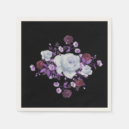 ライラの花、黒い背景 スタンダードカクテルナプキン