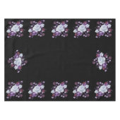 ライラの花、黒い背景 テーブルクロス (正面(横))
