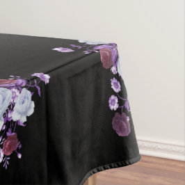 ライラの花、黒い背景 テーブルクロス