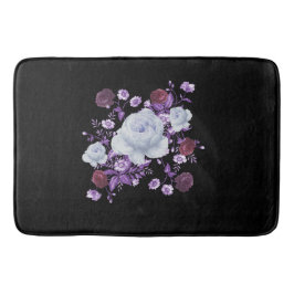 ライラの花、黒い背景 バスマット