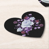 ライラの花、黒い背景 ペーパーコースター (アングル)