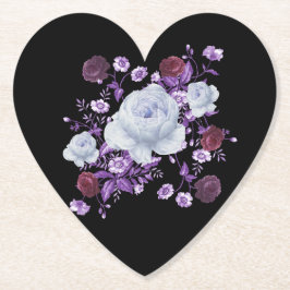 ライラの花、黒い背景 ペーパーコースター