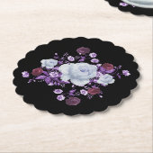 ライラの花、黒い背景 ペーパーコースター (アングル)