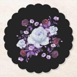 ライラの花、黒い背景 ペーパーコースター