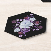 ライラの花、黒い背景 ペーパーコースター (アングル)