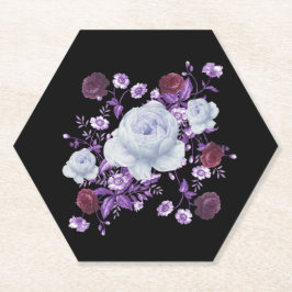 ライラの花、黒い背景 ペーパーコースター