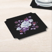 ライラの花、黒い背景 ペーパーコースター (アングル)