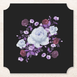 ライラの花、黒い背景 ペーパーコースター