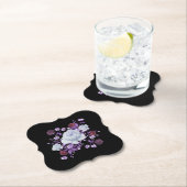 ライラの花、黒い背景 ペーパーコースター (インサイチュ)