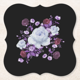 ライラの花、黒い背景 ペーパーコースター