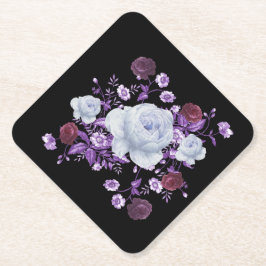 ライラの花、黒い背景 ペーパーコースター