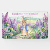 ライラックでウサギのピーターをパーソナライズ 横断幕 (横)