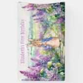 ライラックでウサギのピーターをパーソナライズ 横断幕 (縦)