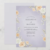 ライラックとアプリコットローズの結婚式 招待状 (正面/裏面)