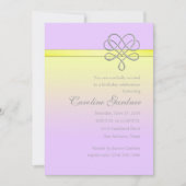 ライラックとイエローの装飾リボン 招待状 (正面)