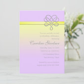 ライラックとイエローの装飾リボン 招待状 (スタンド正面)