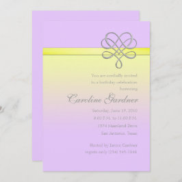 ライラックとイエローの装飾リボン 招待状