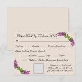 ライラックとクリームのレスポンスカード 出欠カード (正面/裏面)