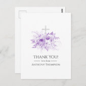 ライラックとシルバーの花の洗礼感謝 ポストカード (正面/裏面)