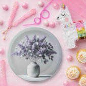 ライラックとシルバーリーフブーケ ペーパープレート (パーティー)