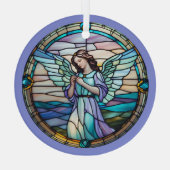 ライラックとターコイズの天使のステンドグラス オーナメント (裏面)