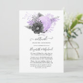 ライラックとチャコールグレイの花のオンライン仮想結婚式 招待状 (スタンド正面)