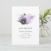 ライラックとチャコール フローラル ウェディング フォト セーブザデート (スタンド正面)