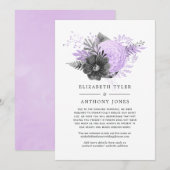 ライラックとチャコール フローラル 縮小 ゲストリスト 案内状 (正面/裏面)
