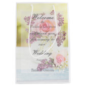 ライラックとバラヴィンテージウェディング ミディアムペーパーバッグ (正面)