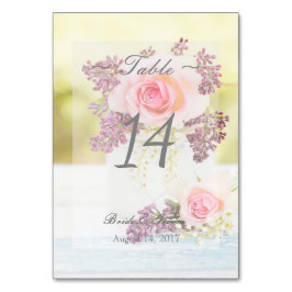 ライラックとバラヴィンテージ結婚式テーブル番号 テーブルナンバー