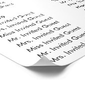 ライラックとパープルの水彩花の着席表 ポスター (角)